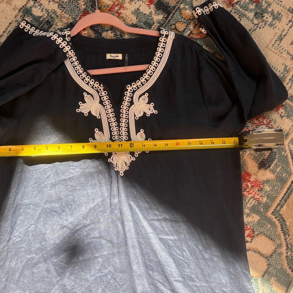 Navy Blue Embroidered Blouse - Picture 8 of 9